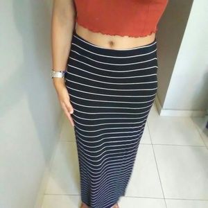 Black and White Stripped Maxi Skirt